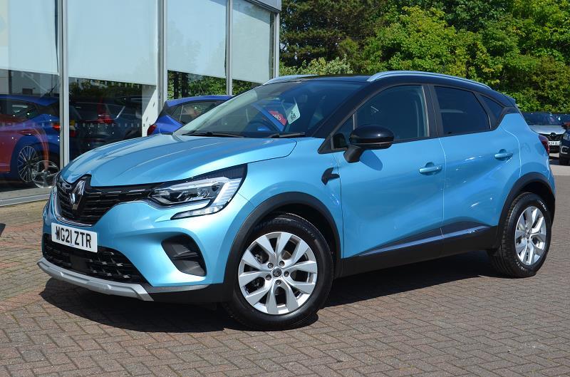 2021 21 Renault Captur 1.0 Tce 90 Iconic 5dr Petrol Manual In Aruba Blue With Black Roof